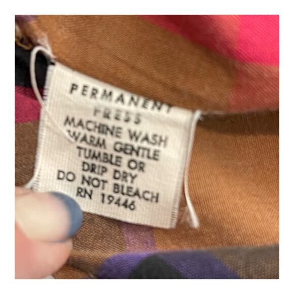 Vintage Mr. Witt USA Plaid Ruffle Collar Blouse Size 14 Made in USA 70s 80s - Picture 10 of 12